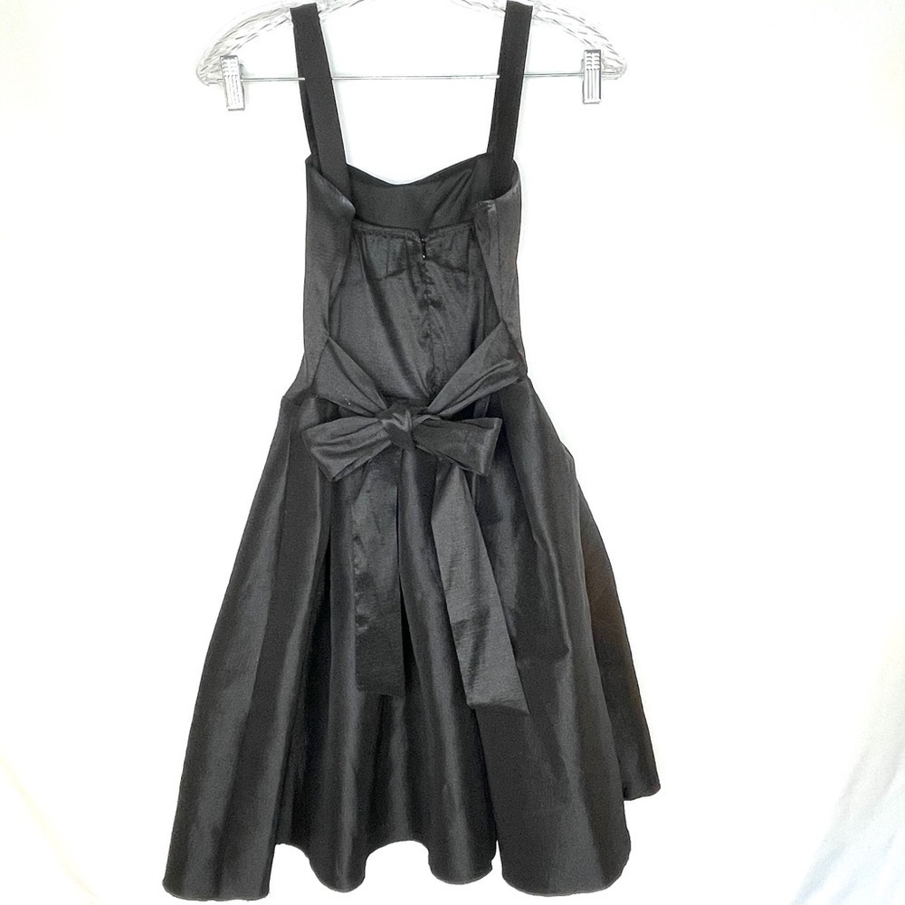 Black Stretch Taffeta Pleated Tie Back Dress Sz S